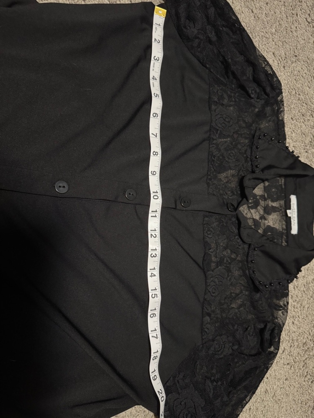 Sweet Rain Black Lace Button-Front Blouse with Beaded Collar - Picture 8 of 9